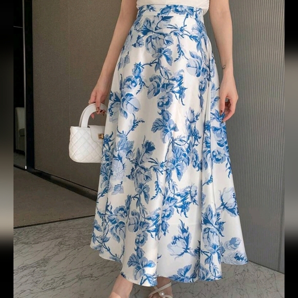 Women's High Waist Floral Print Maxi Elegant Skirt - Picture 1 of 4